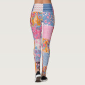 Leggings Patchwork sans couture, motif en tissu mignon. (Dos)