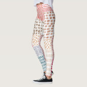 Leggings Patchwork Style mignon Motif Doodé (Gauche)