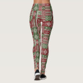 Leggings Patchwork tricoté classique de Noël - Rouge, Vert (Dos)