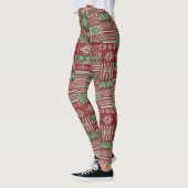 Leggings Patchwork tricoté classique de Noël - Rouge, Vert (Gauche)