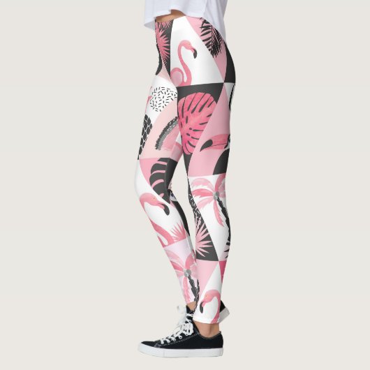 Leggings Patchwork Tropical : Flamant rose Watermelon Seaml (Gauche)