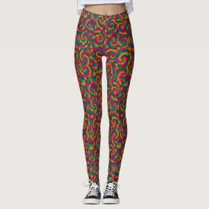 Leggings Patchwork Vortex rétro Psychedelia reconstruite