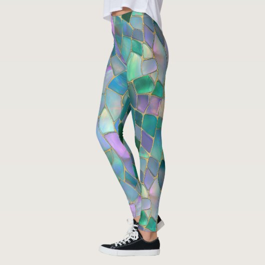 Leggings Patel colors stained glass mosaic pattern (Gauche)