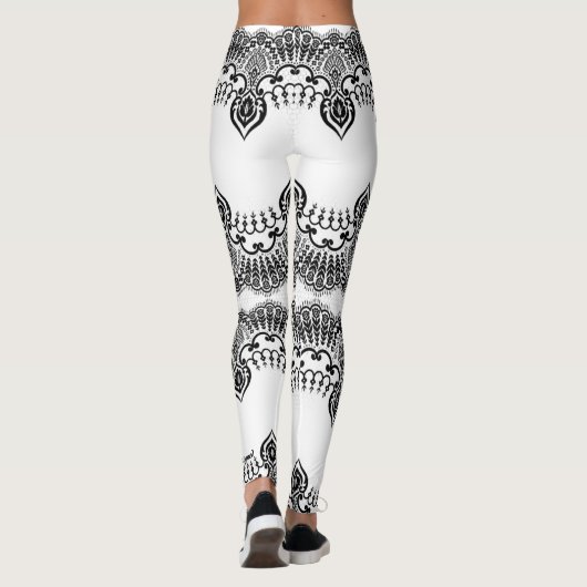 Leggings Pâtes blanches en dentelle noire Faux (Dos)