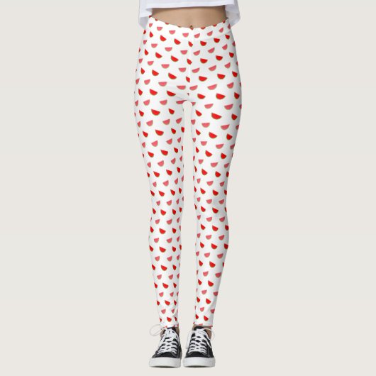 Leggings Pâtes de pastèque Motif Jambes rouges et blanches (Devant)