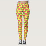 Leggings Pâtes en tranches de pastèque de fruits pour l'été<br><div class="desc">Pâtes en tranches de pastèque de fruits pour l'été. Design gai avec des tranches de melon frais. Motif de fruits tropicaux avec arrière - plan jaune ou autre couleur. Vêtements amusants pour femmes. Idéal pour le yoga,  le sport et plus encore.</div>