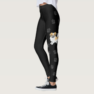 Leggings Pâtes et chien d'espagne tibétain de taille pâle