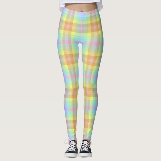 Leggings Pâtes Plaid Pastel Arc-en-ciel (Devant)