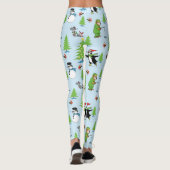 Leggings Patinage de pingouin de Noël et pêcheur d'ours (Dos)