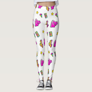 Leggings Patins rose et blanc