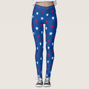 Leggings Patriotique rouge blanc et bleu étoiles motif mode