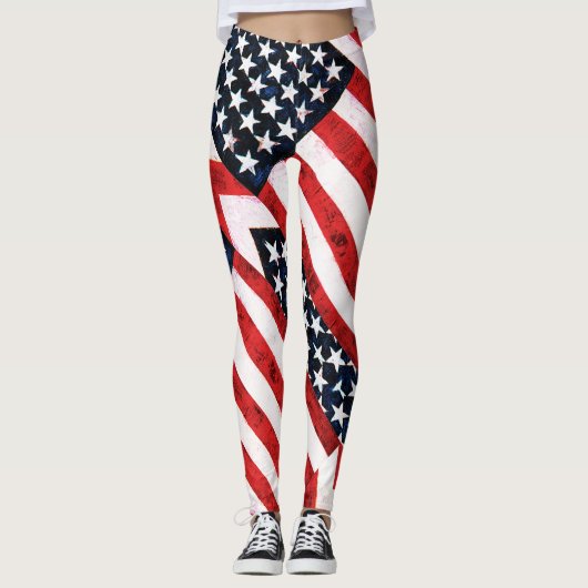leggings patriotiques rouge blanc et bleu (Devant)