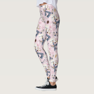 Leggings Patron de fille tiré à la main