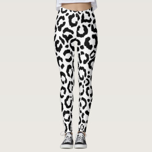 Leggings Patteries du Black White Leopard animal
