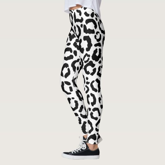 Leggings Patteries du Black White Leopard animal (Gauche)