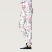 Leggings Pattern of Elephants, Cute Elephants - Pink Gray (Gauche)