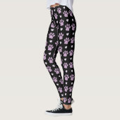 Leggings Pattern of paws, Dog paws, Lilac paws, Hearts (Gauche)