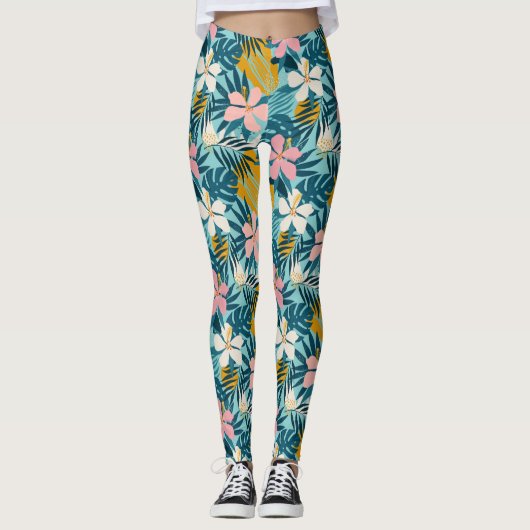 Leggings Pattern tropical hibiscus (Devant)