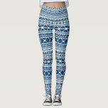 Leggings Patters Blue White Knit<br><div class="desc">Dress up your wardrobe with these fun high quality leggings knit sweater pattern set against a blue background.  Perfect for the holidays or everyday winter activities and workouts.</div>