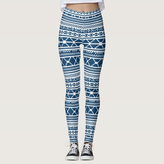 Leggings Patters Blue White Knit (Devant)