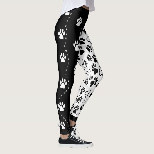 Leggings Pattes de chien noir et blanc (Droite)