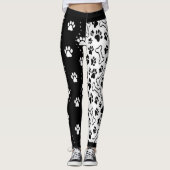 Leggings Pattes de chien noir et blanc (Devant)