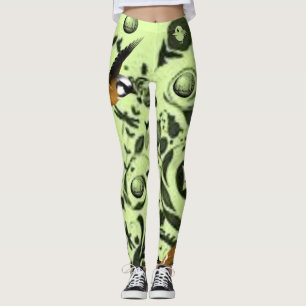 Leggings pattes longues d'oiseau vert