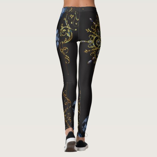 Leggings pattes longues en or bleu noir (Dos)