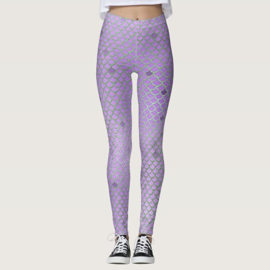Leggings Pattes Motifs de l'échelle de sirène pourpre (Devant)