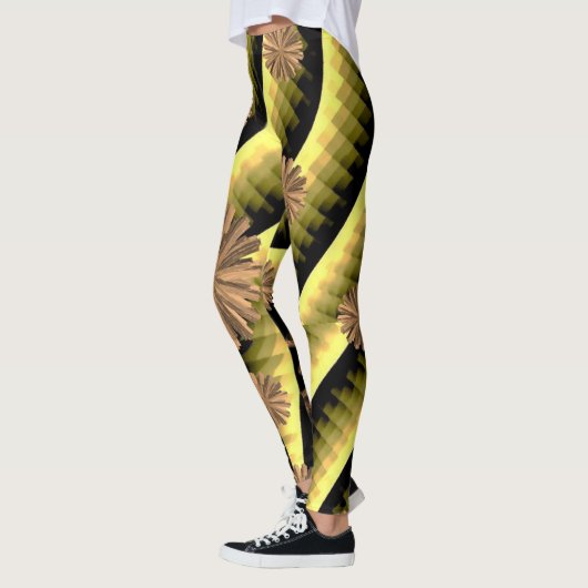 Leggings pattes noires dorées longue adolescente (Gauche)