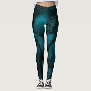 Leggings pattes noires feuilles vertes