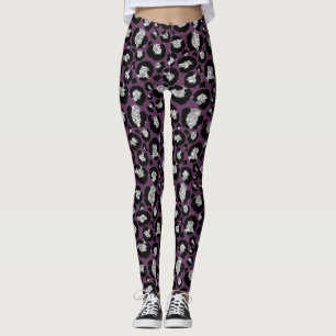 Leggings Pattes Posters de animaux de prune foncée