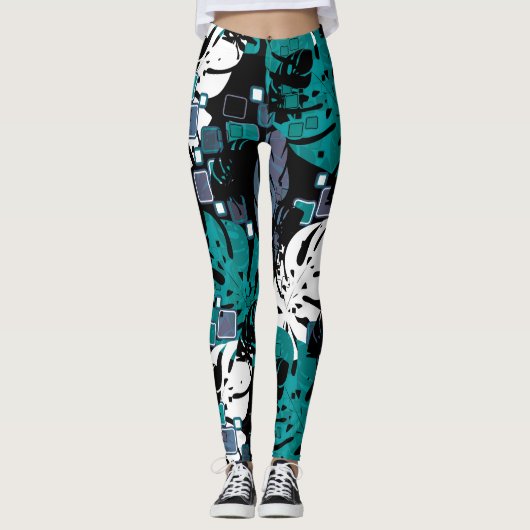 Leggings Paume de la jungle tropicale feuille (Devant)