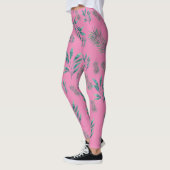 Leggings Paume rose et vert Aquarelle Feuilles (Gauche)