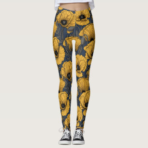 Leggings Pavot jaune sur la marine