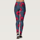 Leggings Pavot rouge et coccinelle bleu foncé (Dos)