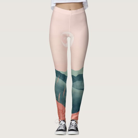 Leggings Paysage Abstrait de Boho (7) (Devant)