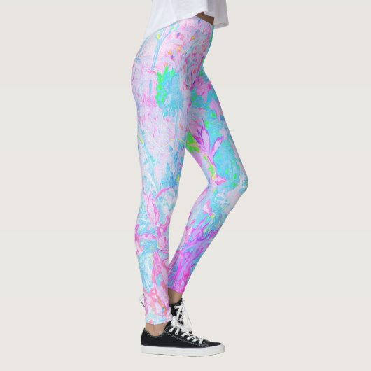 Leggings Paysage Aqua Blue et Hot Pink Hydrangea (Droite)