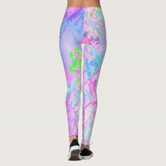 Leggings Paysage Aqua Blue et Hot Pink Hydrangea (Dos)