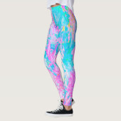 Leggings Paysage Aqua Blue et Hot Pink Hydrangea (Gauche)