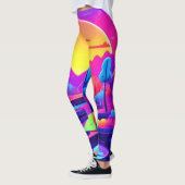 Leggings Paysage de coucher de soleil néon (Gauche)