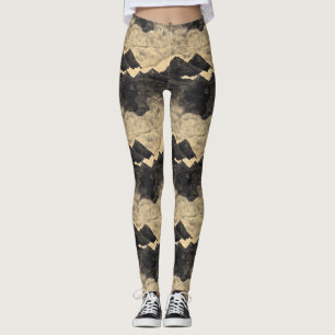 Leggings Paysage de montagnes vintage avec nuages (2)