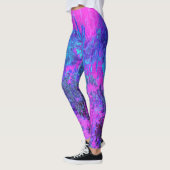 Leggings Paysage impressioniste rose chaud et bleu (Gauche)