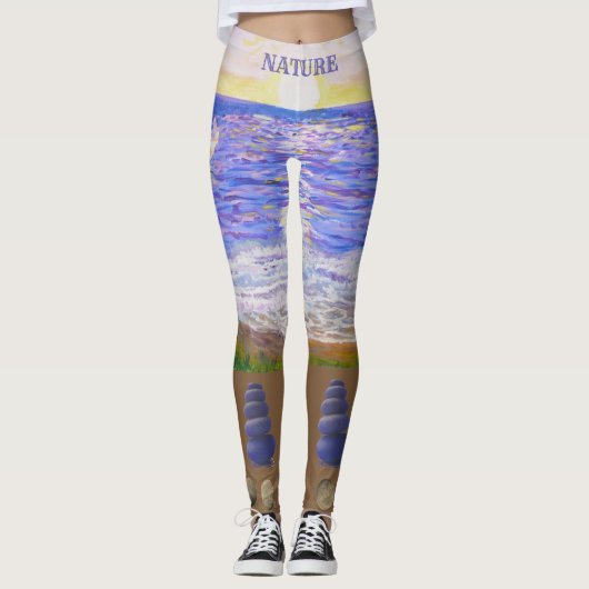 Leggings Paysage moderne de plage (Devant)
