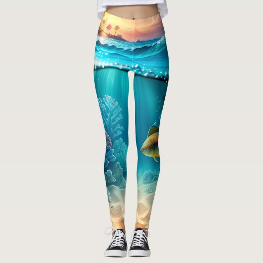 Leggings Paysage sous-marin tropical (Devant)
