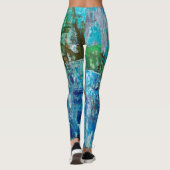 Leggings Paysage Texturé Abstrait Bleu et Vert (Dos)