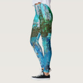 Leggings Paysage Texturé Abstrait Bleu et Vert (Gauche)