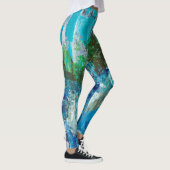 Leggings Paysage Texturé Abstrait Bleu et Vert (Droite)