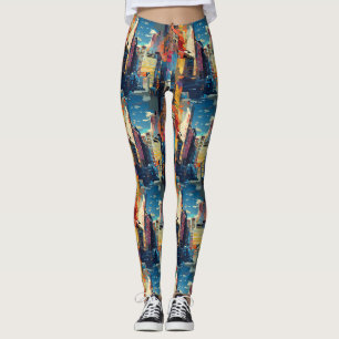 Leggings Paysage urbain cyberpunk abstrait (4)