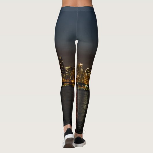 Leggings Paysage urbain de nuit de Chicago (Dos)